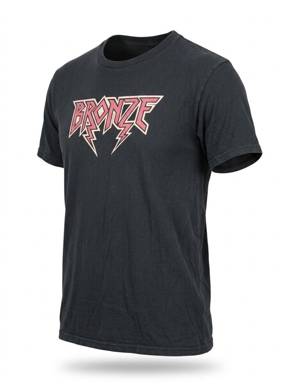 Bronze 56k Lightning Logo Graphic T-Shirt XL Faded Black Skate Streetwear VGC